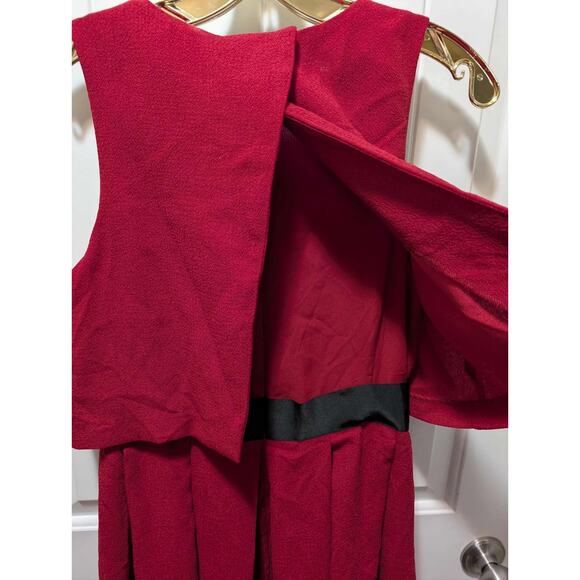 NEW! Red Sleeveless Layered Popover Tank Dress Size M Spring Summer Cocktail - Picture 6 of 11